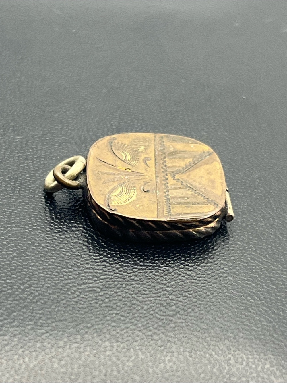 SKM & Co Victorian gold tone square locket pocket watch fob engraved DAMAGED - Picture 3 of 15